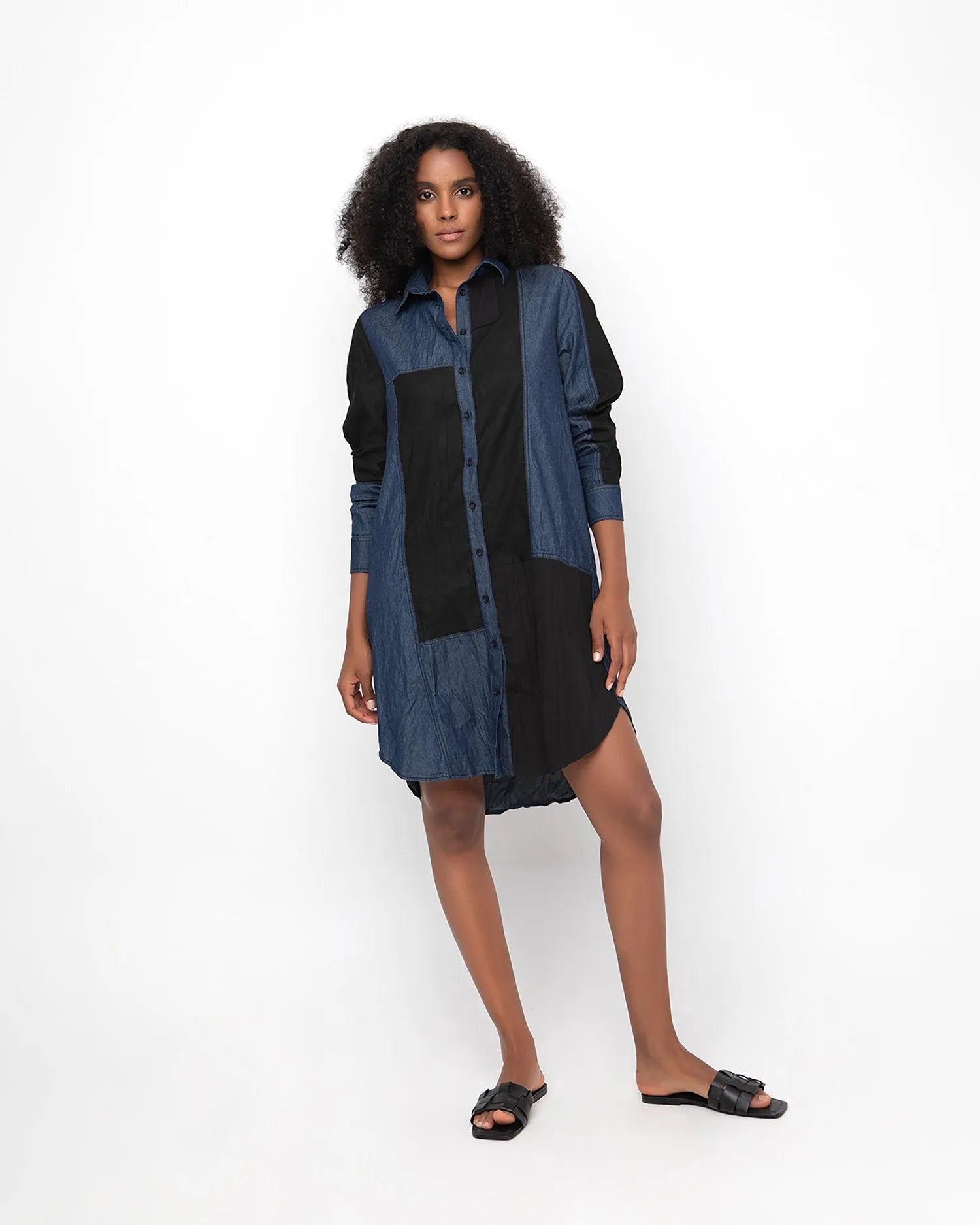ワンピース Alaia Denim shirt dress Blue Alaïa DENIM MINI SHIRT DRESS | DARK BLUE | parlourx | REVERSIBLE