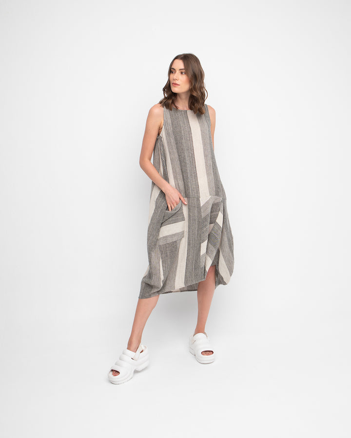 Ozai N Ku Beach Dress, Grey Stripes