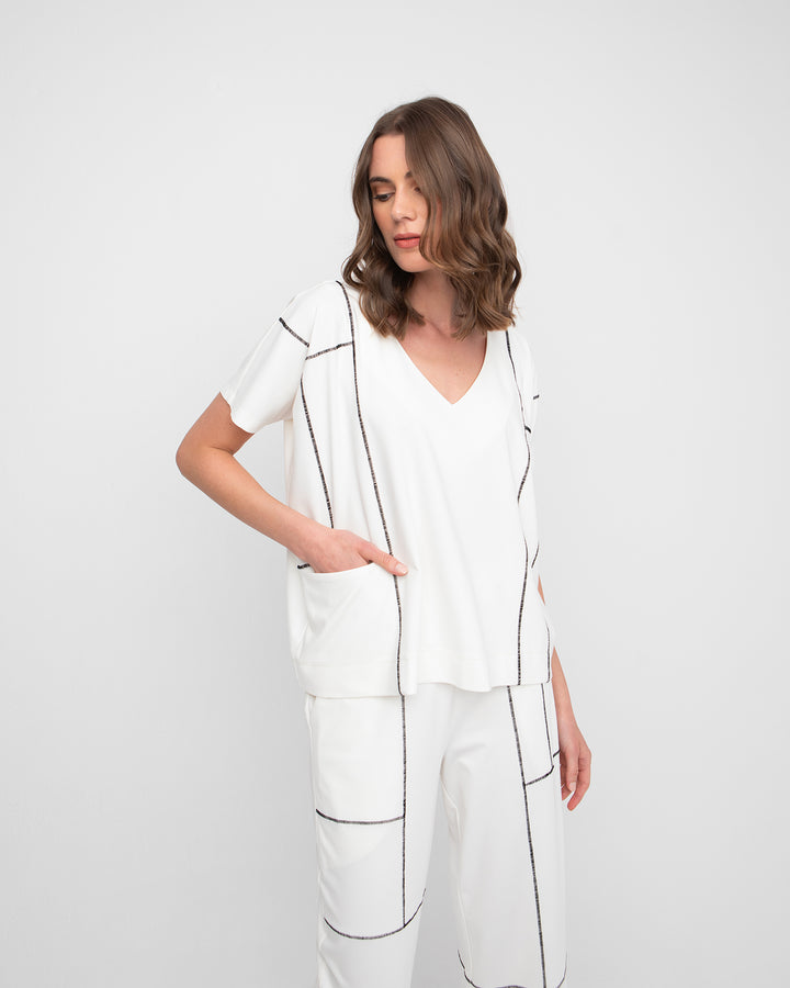 Ozai N Ku Lines Tee, White