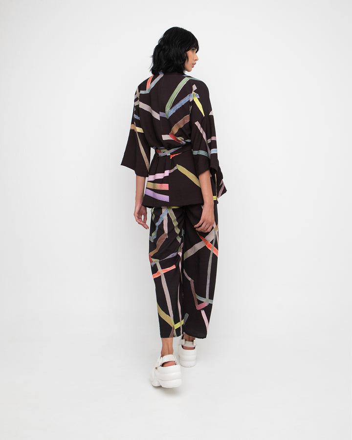 Ozai N Ku Kimono Jacket, Trip Black