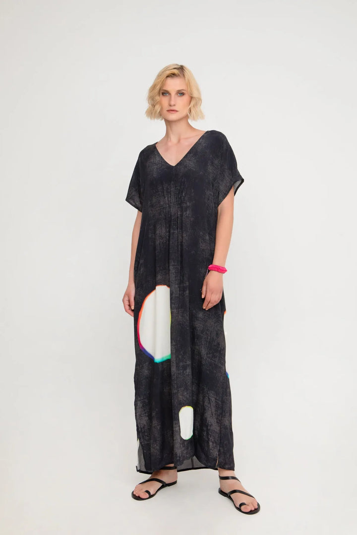 Ozai N Ku Orbits V-neck Maxi Dress, Charcoal multi
