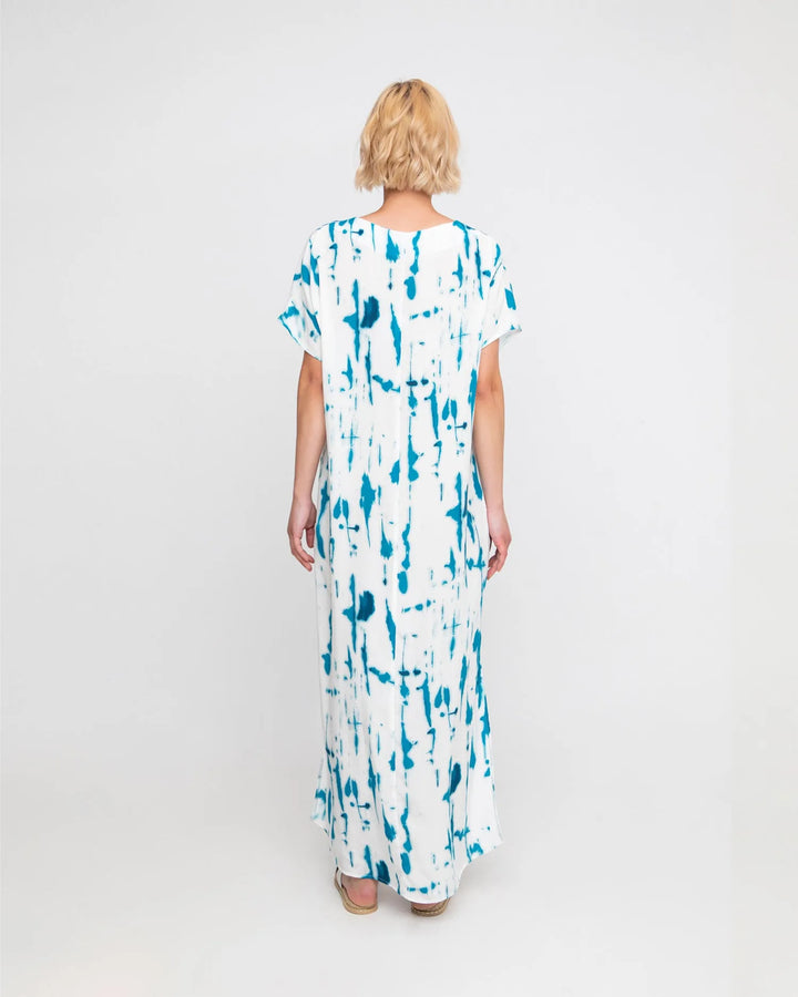 Ozai N Ku Island Relaxed Maxi Dress, White/turquoise