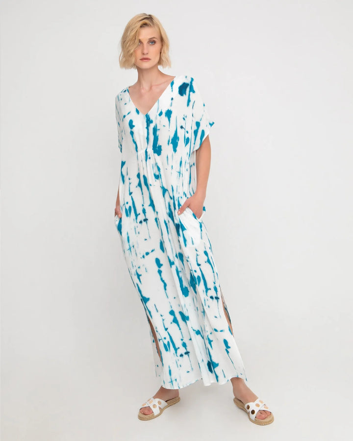 Ozai N Ku Island Relaxed Maxi Dress, White/turquoise