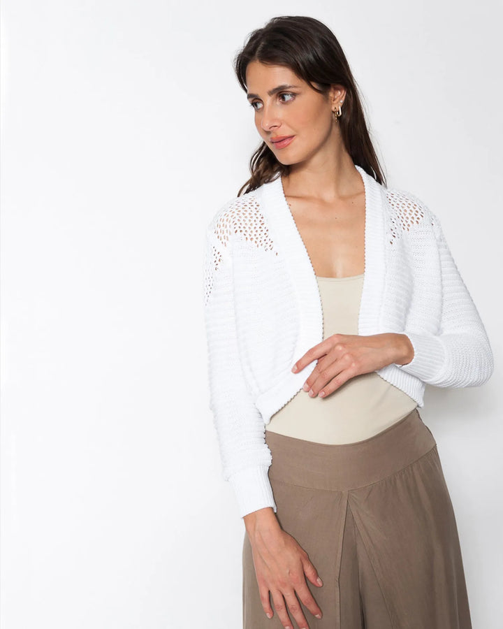 Blueberry Gabriella Cotton Bolero,  White