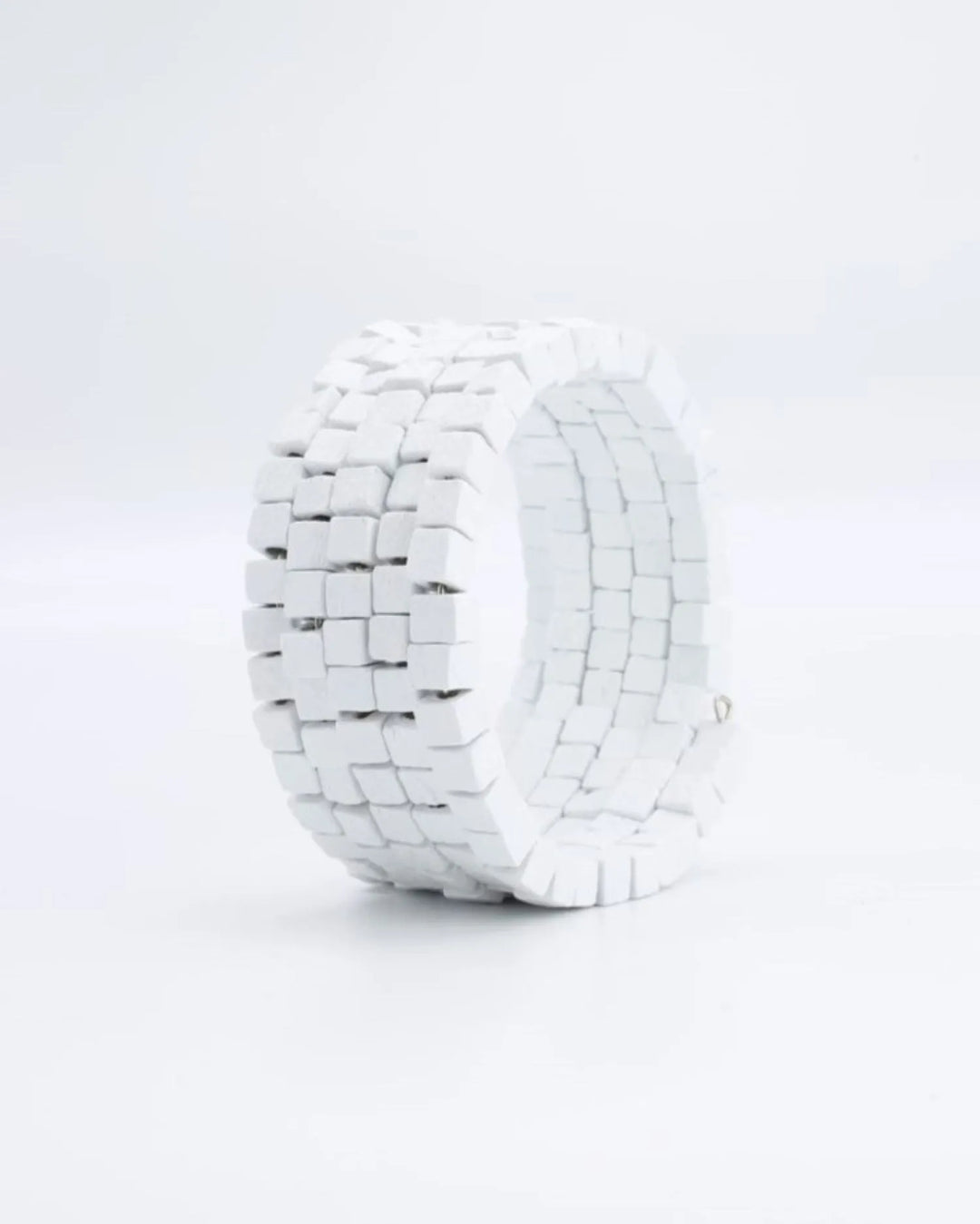 Pashmina Wooden Beads Snake Bracelet, White