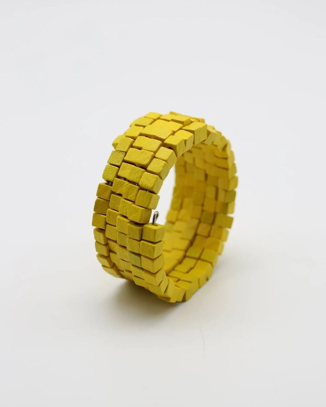 Pashmina Wooden Beads Snake Bracelet, Yellow