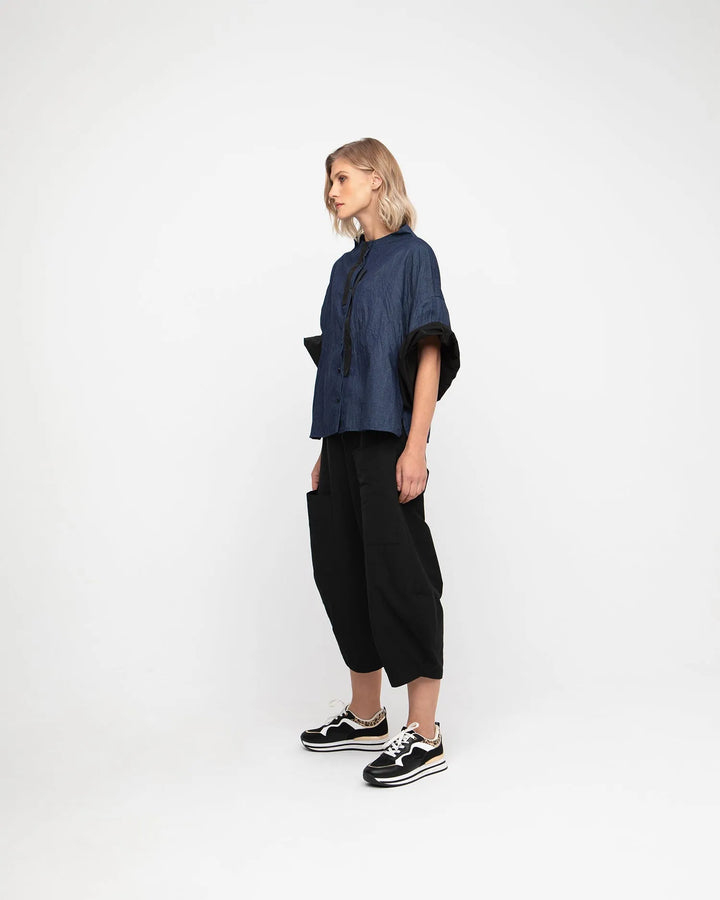 Ozai N Ku Barrel Leg Pants, Black