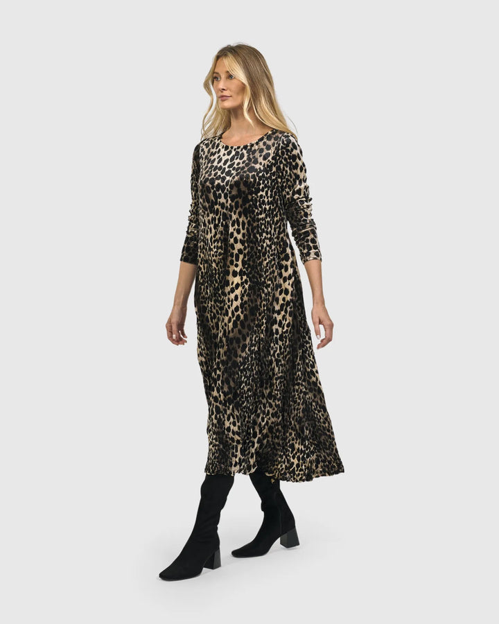 Spotted Velvet Maxi Dress, Leopard