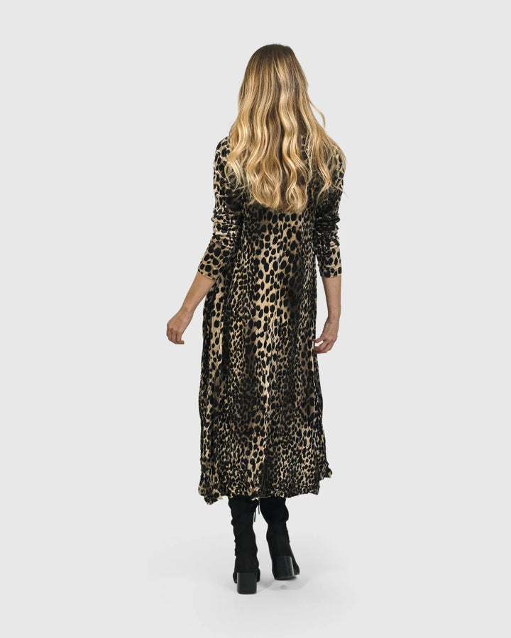 Spotted Velvet Maxi Dress, Leopard