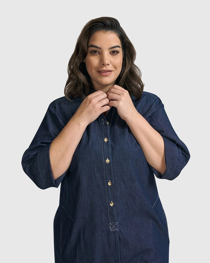 Joie Collared Dress, Denim