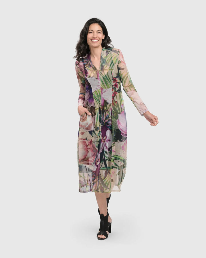 MOONFLOWER COCOON DRESS, FLORAL