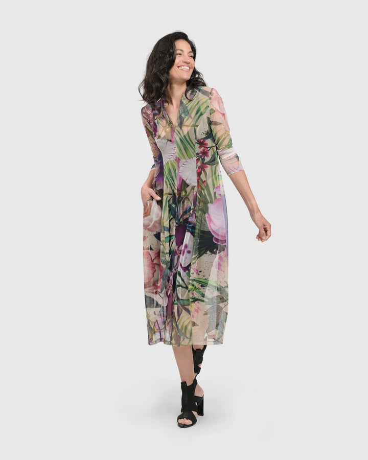 MOONFLOWER COCOON DRESS, FLORAL