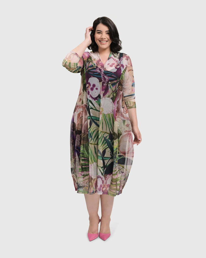 MOONFLOWER COCOON DRESS, FLORAL