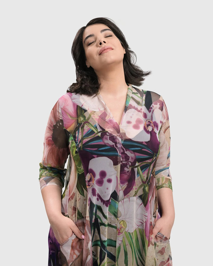 MOONFLOWER COCOON DRESS, FLORAL