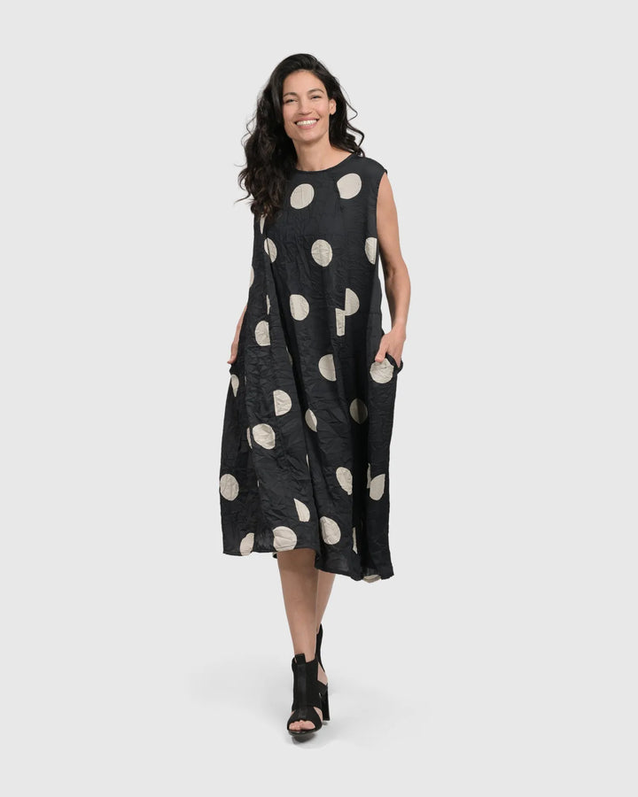 Bold Dot Sleeveless Maxi Dress, Moon