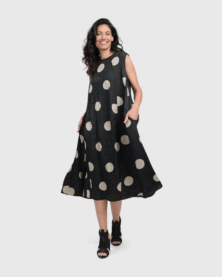 Bold Dot Sleeveless Maxi Dress, Moon