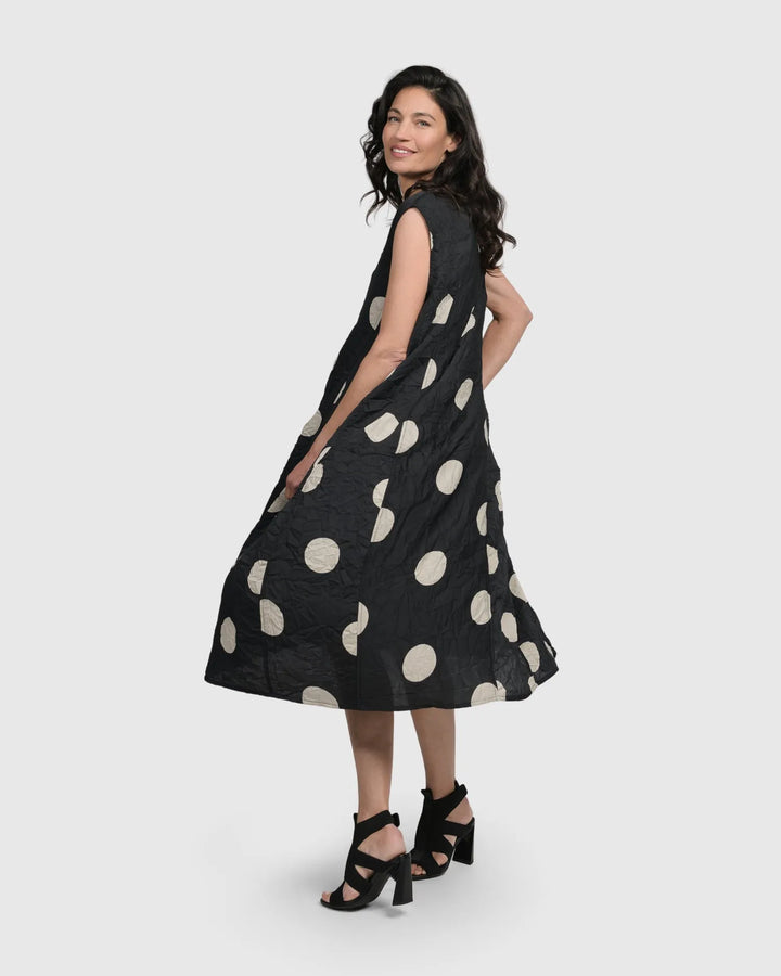 Bold Dot Sleeveless Maxi Dress, Moon