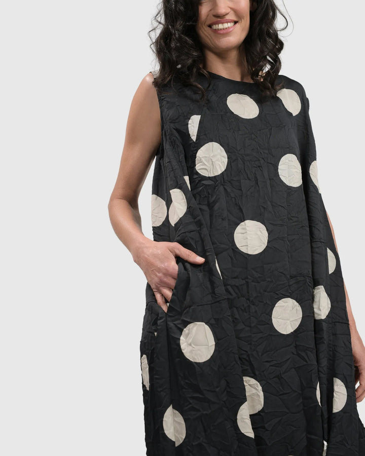 Bold Dot Sleeveless Maxi Dress, Moon