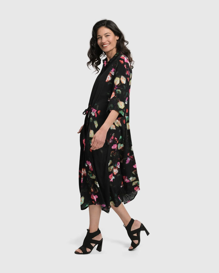 DRINKS-ON-ME MAXI SHIRT DRESS, FLORAL