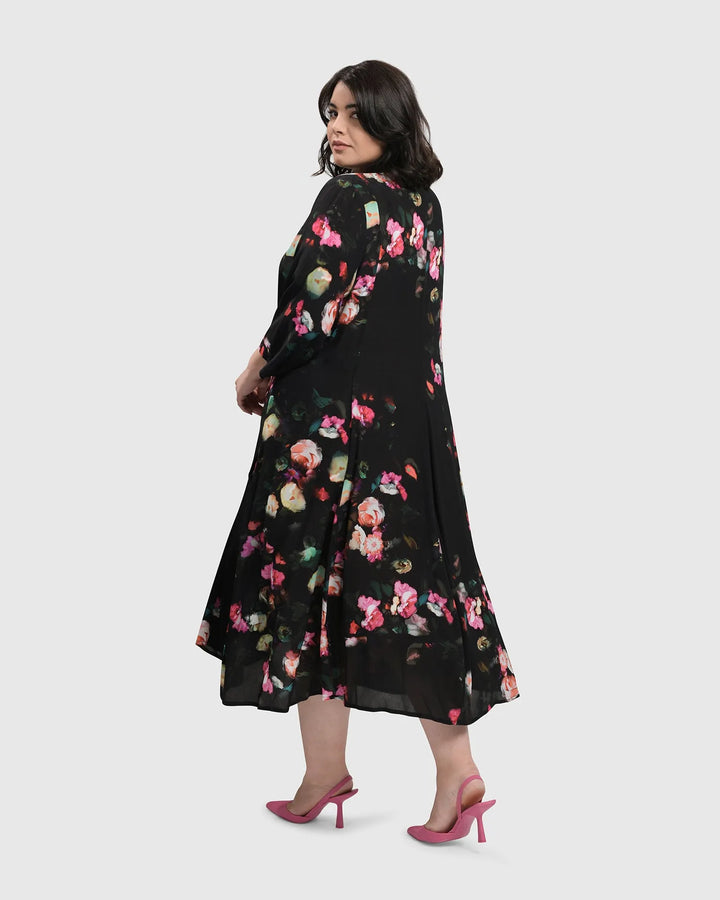 DRINKS-ON-ME MAXI SHIRT DRESS, FLORAL