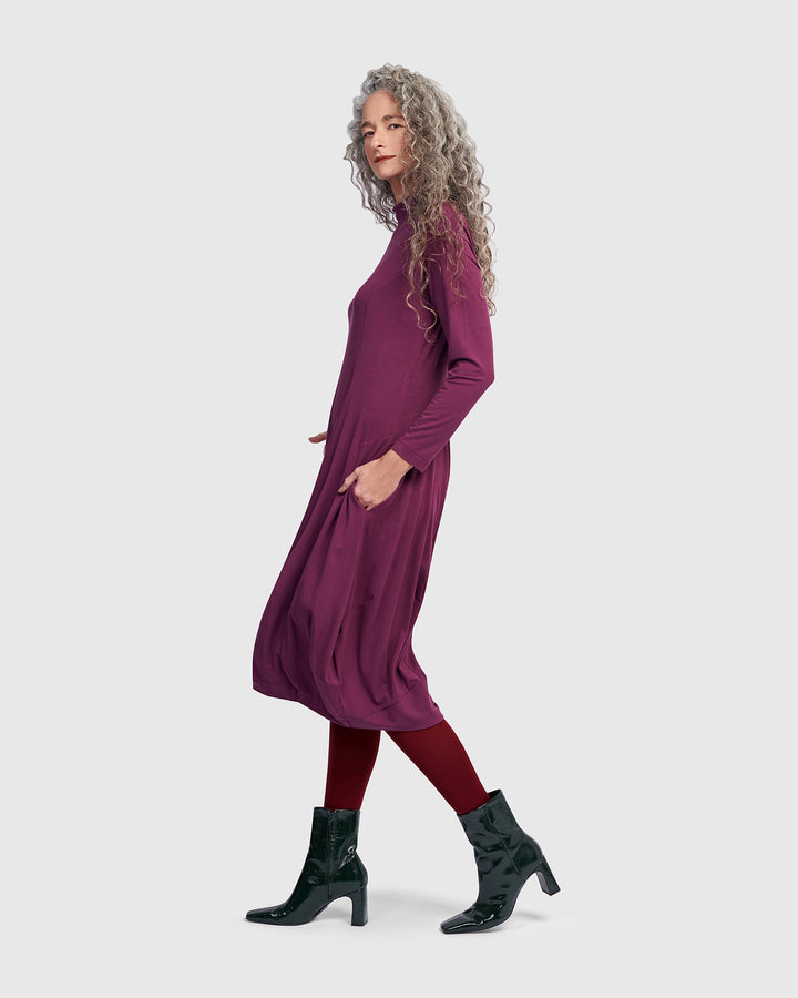 Essential Turtleneck Cocoon Dress, Sangria