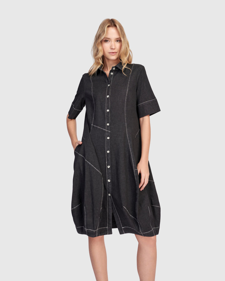 Barbie Wonderful Shirt Dress, Black Denim