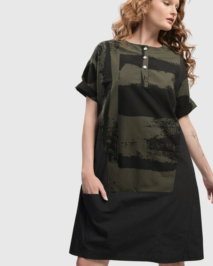 Urban Sapporo Shift Dress, Khaki