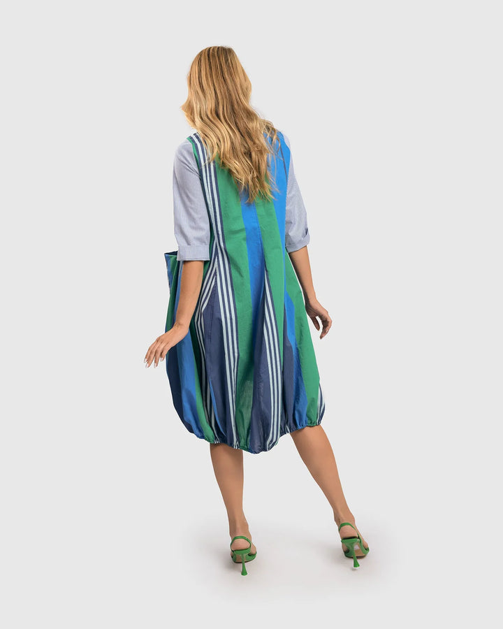 Ocean Stripe Wonderful Dress, Marine