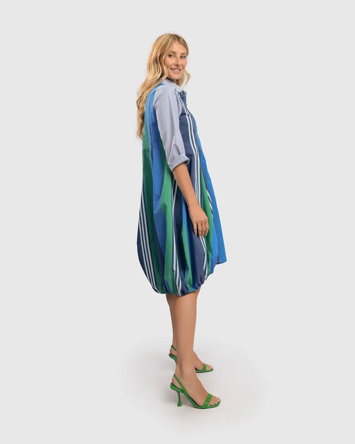 Ocean Stripe Wonderful Dress, Marine