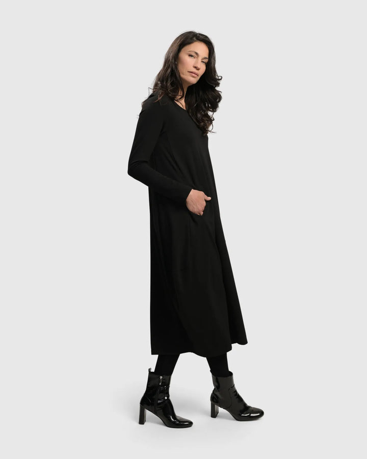 Essential Toned Up Midi Dress, Black