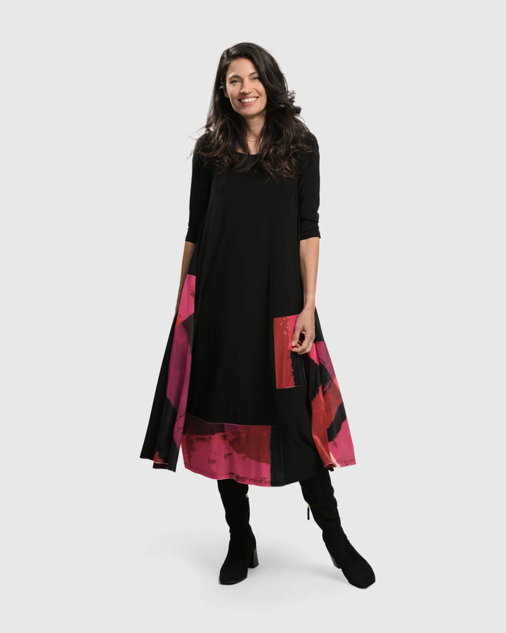 Cosmopolitan Pleated Dress, Magenta