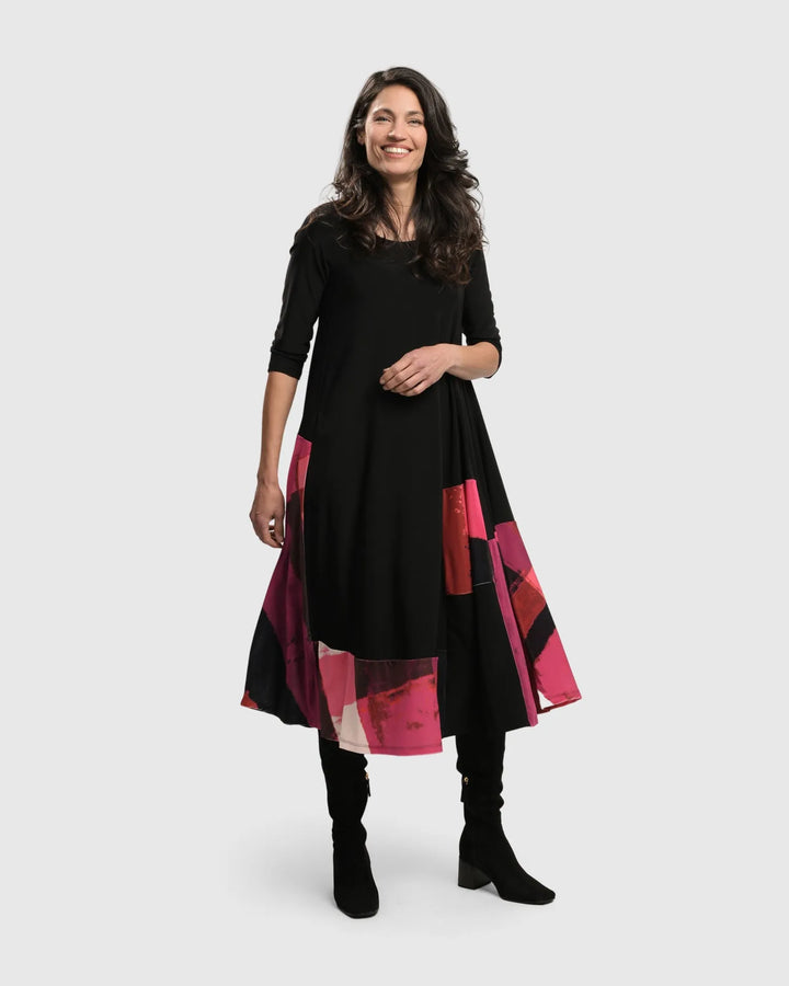 Cosmopolitan Pleated Dress, Magenta
