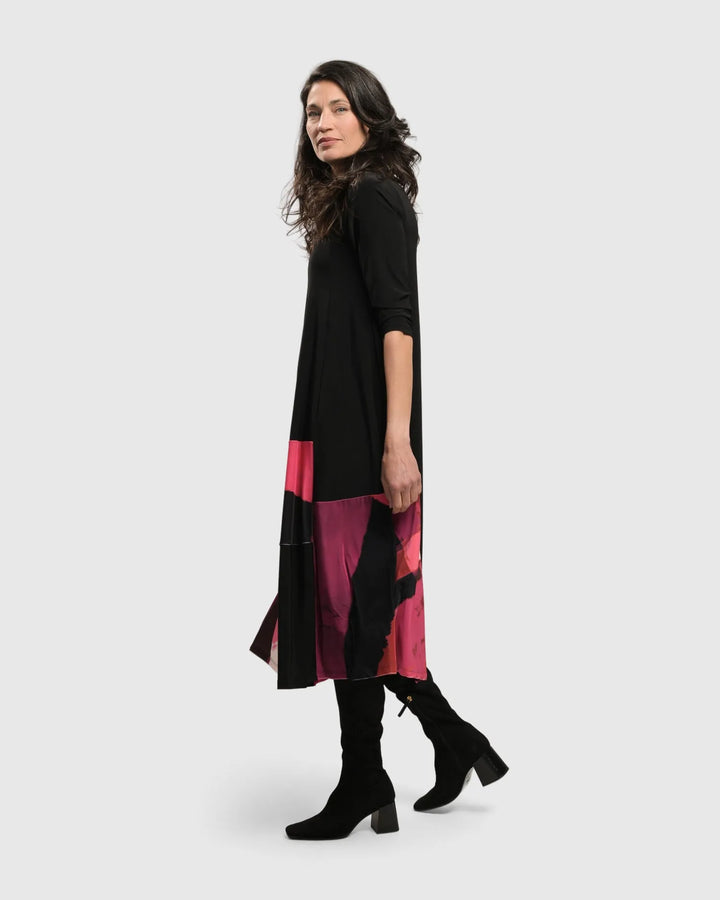 Cosmopolitan Pleated Dress, Magenta