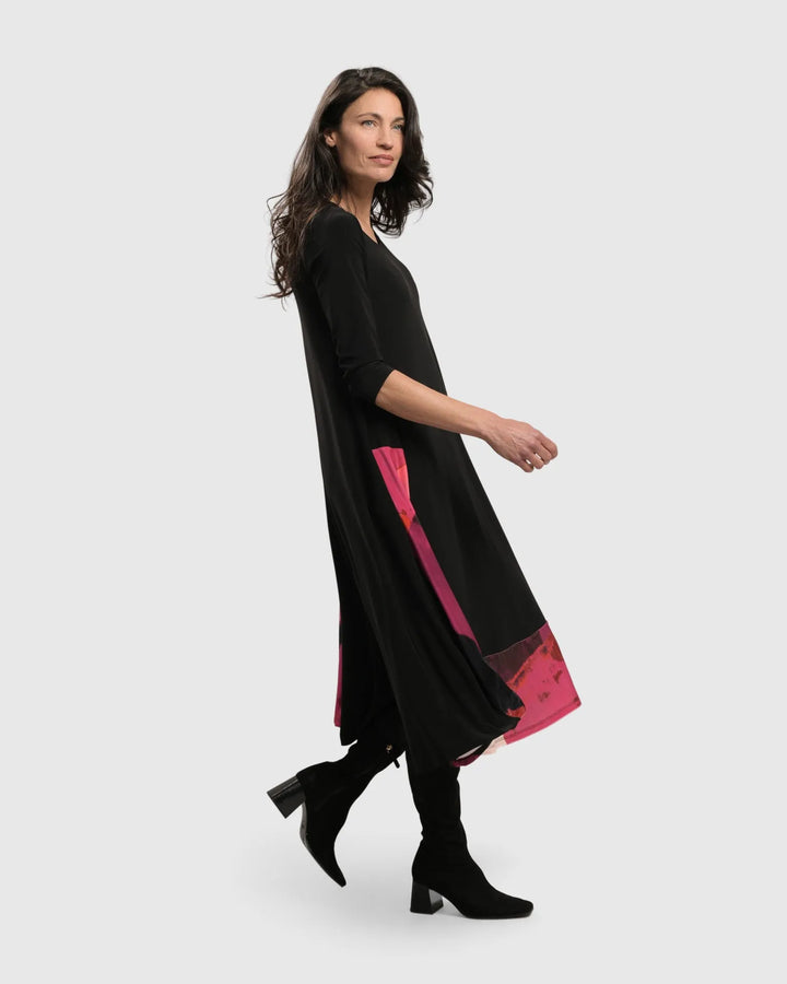 Cosmopolitan Pleated Dress, Magenta