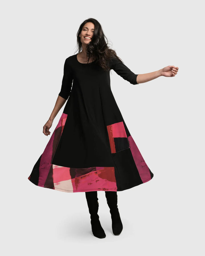 Cosmopolitan Pleated Dress, Magenta