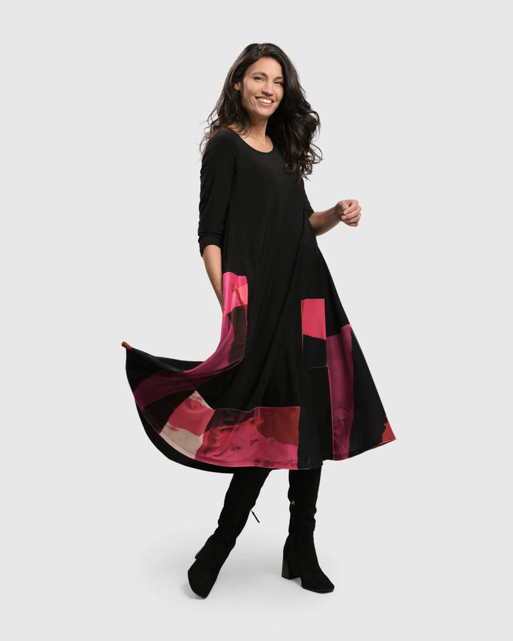 Cosmopolitan Pleated Dress, Magenta