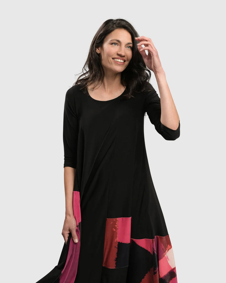 Cosmopolitan Pleated Dress, Magenta