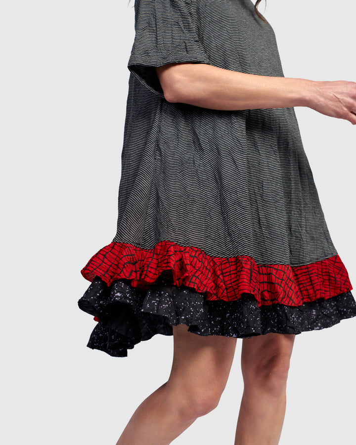 Ember Ruffle Dress, Red