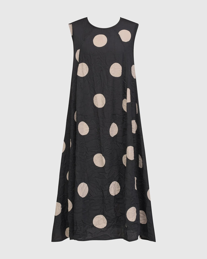 Bold Dot Sleeveless Maxi Dress, Moon