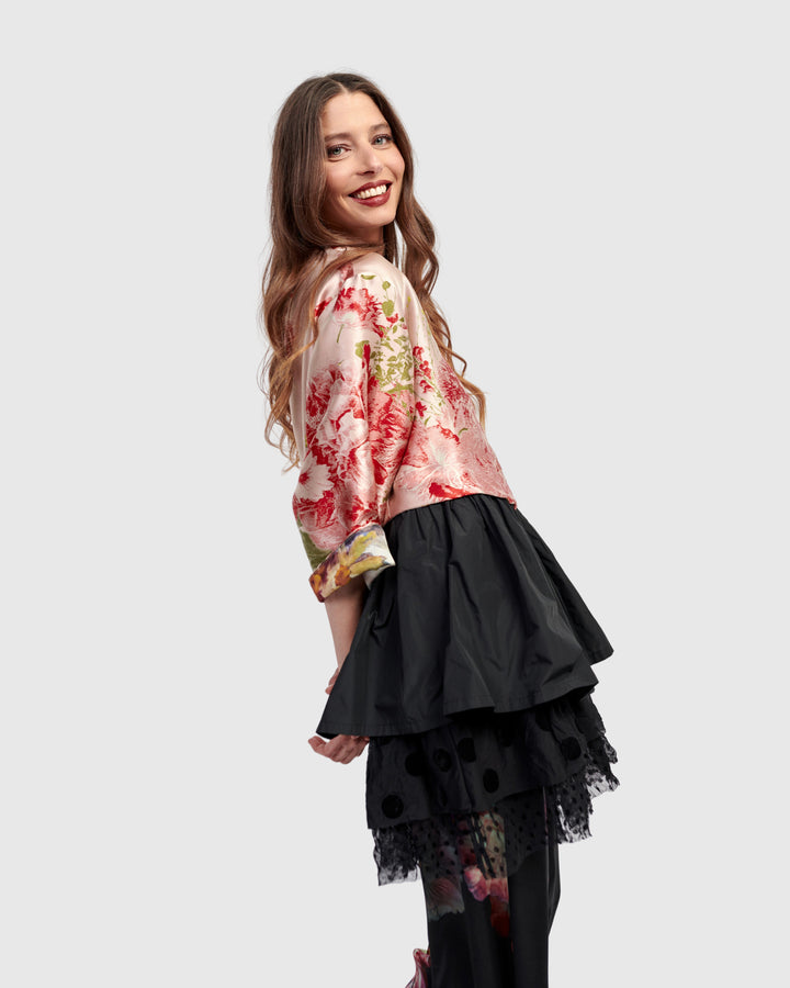 Sweetheart Peplum Jacket, Roses