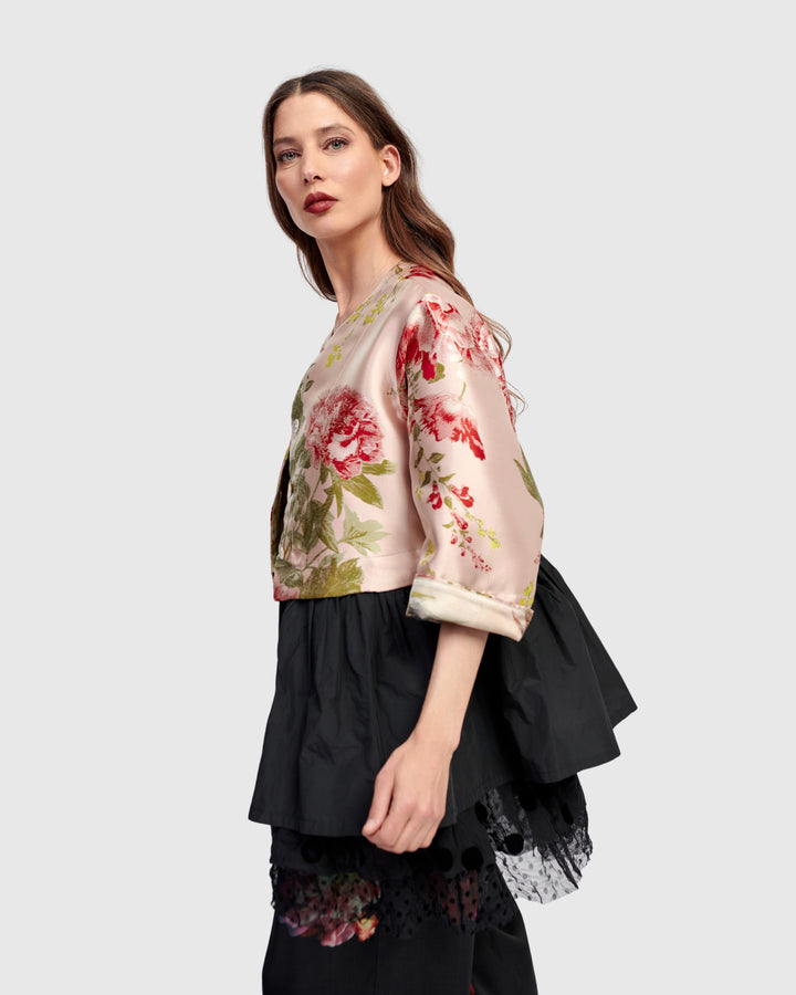 Sweetheart Peplum Jacket, Roses