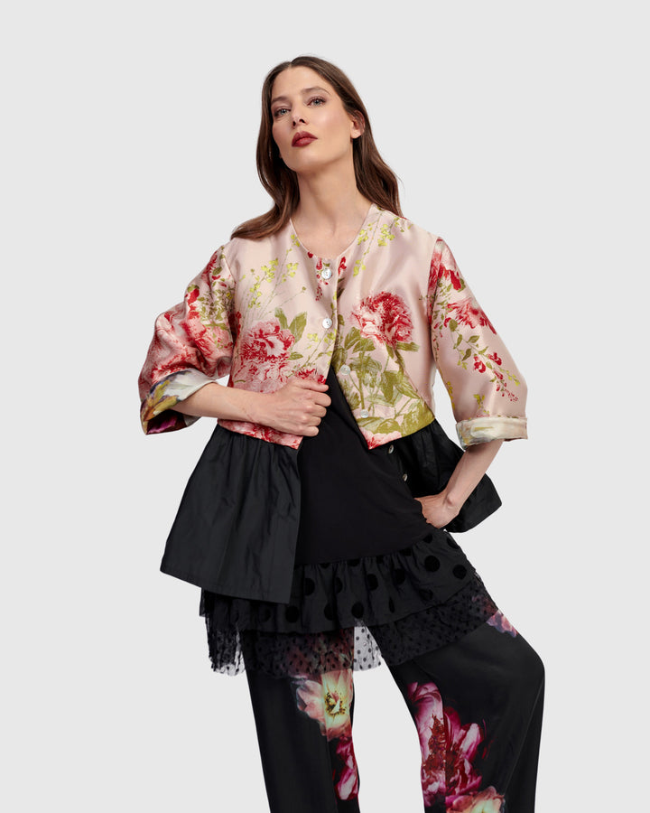 Sweetheart Peplum Jacket, Roses