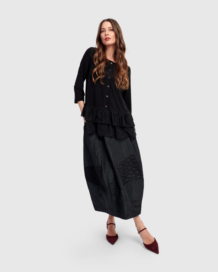Ruffle Cardigan, Black