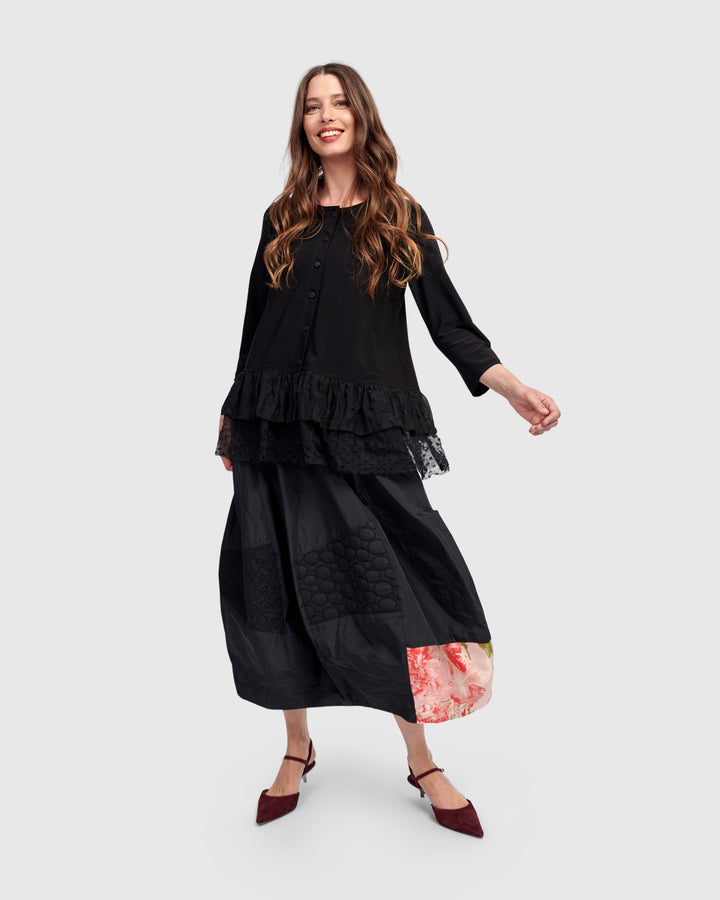 Ruffle Cardigan, Black