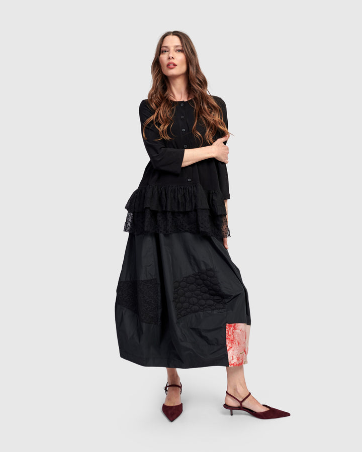Ruffle Cardigan, Black