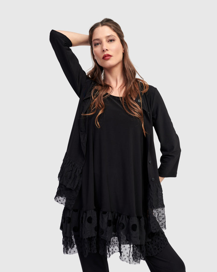 Thora Sleeveless Tunic Top, Black
