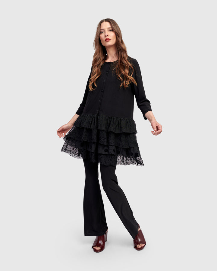 Ruffle Cardigan, Black