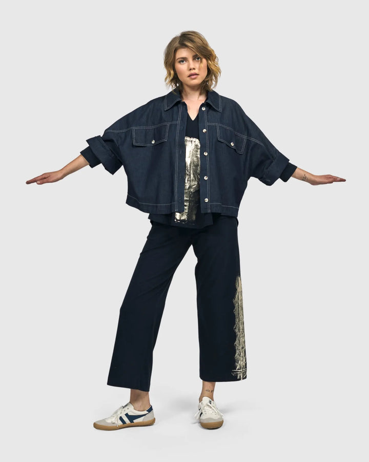 Dallas Cropped Shirt Jacket, Denim
