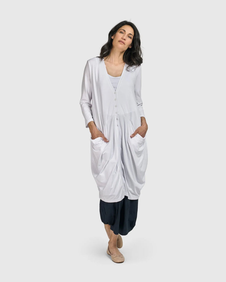 Essential Draped Cocoon Jacket, White
