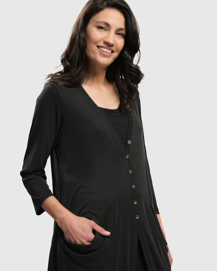 Essential Draped Cocoon Jacket, Charcoal